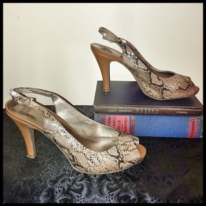 Mootsie Tootsie Snake Print Sling Backs